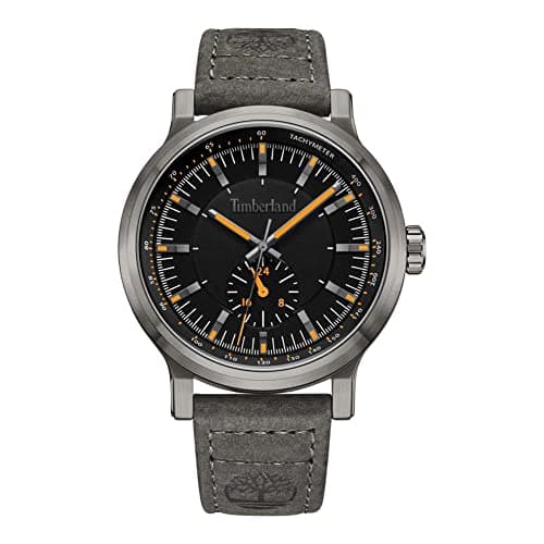 Image of Timberland Driscoll TDWGF2231003 Men's Multifunction Watch with Leather Strap - Case Diameter: 46 mm, Black, Modern