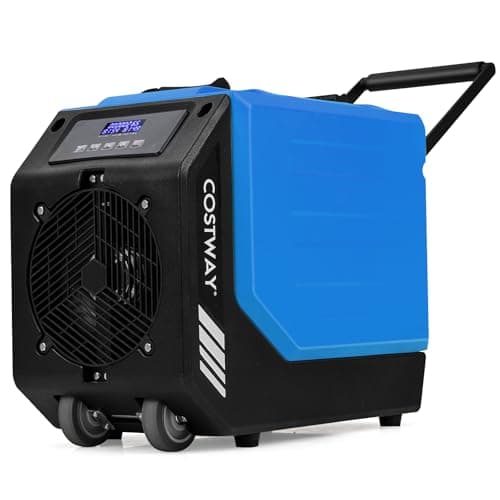 Image of COSTWAY 90L/Day Commercial Dehumidifier, Industrial Air Dehumidifiers Building Dryer with Pump, 24H Timer, Auto Defrost, Memory Starting, Handle & Wheels, Air Circulation 412m3/h (Blue)