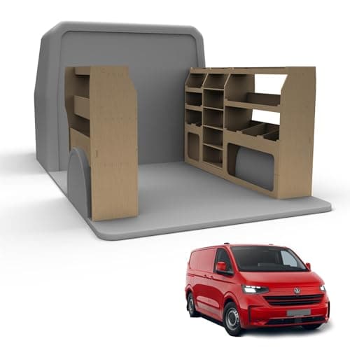 Image of Van Racking fits VW Transporter (SWB (L1) Wheelbase) Plywood Easy Self Assemble Tool Storage Shelving - Fitting Fixtures Included - (Both Sides)