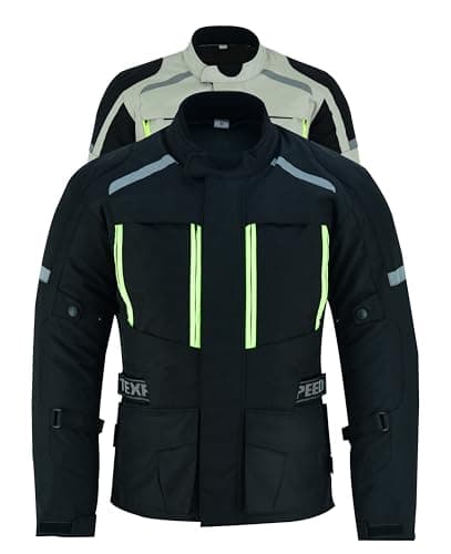 Image of Texpeed Mens Motorcycle Jacket Waterproof Textile Cordura With Biker Motorbike CE Armour (EN 1621-1) Black - L
