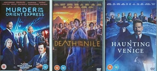 Image of KENNETH BRANAGH TRILOGY HERCULE POIROT 1-3 COMPLETE COLLECTION / 1. MURDER ON THE ORIENT EXPRESS / 2. DEATH ON THE NILE / 3. A HAUNTING IN VENICE = ULTIMATE 3x DVD UK SET