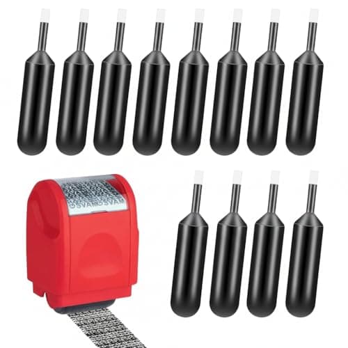 Image of ASIRYVA 12Pcs Ink Refills for Address Blocker Stamp, Ink Refill for Identity Theft Protection Roller Stamp (Black, No Roller Stamp)