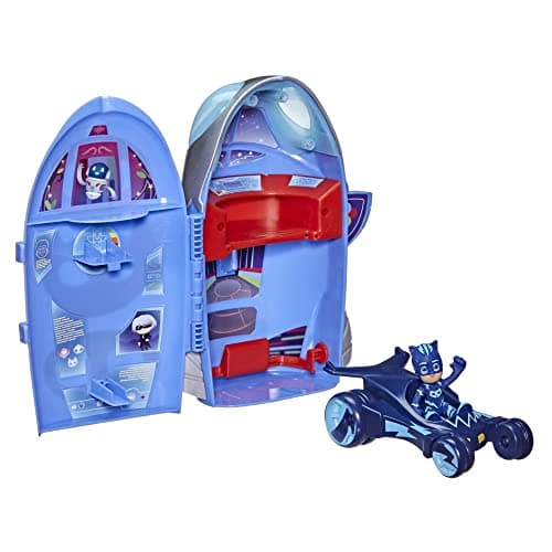 Image of PJ Masks 2-in-1 HQ Playset, Headquarters and Rocket Preschool Toy with Action Figure and Vehicle for Kids Ages 3 and Up