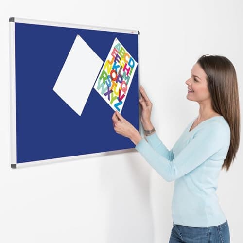 Image of Metroplan Aluminium Framed Blue Felt Notice Board, 900 x 600 mm, Wall-Mounted, Low Fade Felt - Ideal for Office, School, Healthcare