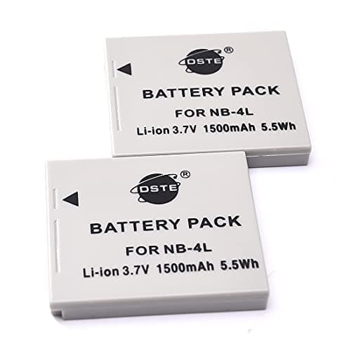 Image of DSTE® 2x NB-4L Rechargerable Li-ion Battery for Canon PowerShot SD40 SD30 SD200 SD300 SD400 SD430 SD450 SD600 SD630 SD750 SD780 SD1100 IS SD940 SD960 SD1000 SD1100 SD1400 TX1 ELPH 100 HS 300 310 330 VIXIA mini IXUS 40 30 50 55 60 65 70 75 80 90 i5 i7 izoom S5 WA60 TX1 DS4 IS 110 IS 100 IS Camera