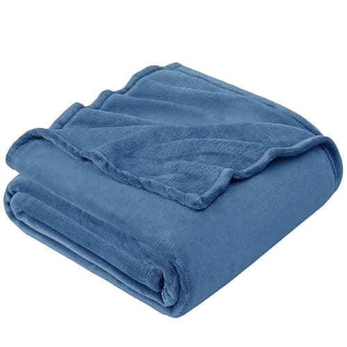 Image of EHEYCIGA Fleece Blanket Throws for Sofas Fluffy Warm Soft Blanket for Bed Settees Armchairs, Fit All Season, Mineral Blue, 130x165cm