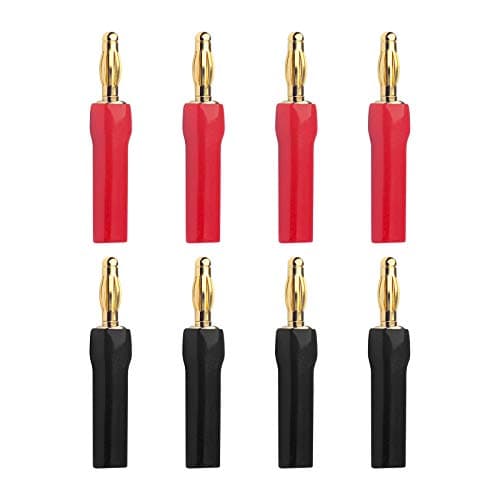 Image of VCELINK Banana Plugs Open Screw Type, 4mm Speaker Connectors 24K Gold Plated for Speaker Wire, Sockets, Amplifier in Red & Black (4 Pairs/8 PCS)
