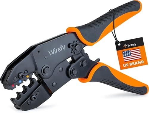 Image of Crimping Tool for Insulated Electrical Connectors - Ratcheting Wire Crimper - Crimping Pliers - Ratchet Terminal Crimper - Wire Crimp Tool by Wirefy