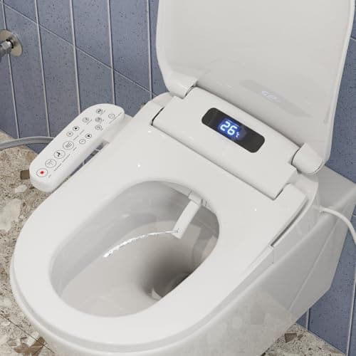 Image of HOROW Smart Bidet Toilet Seat - Heated Seat with Adjustable Temperature, Built-in Warm Air Dryer & Night Light, Includes Water Filter, Soft Close Lid & Self-Cleaning Nozzle