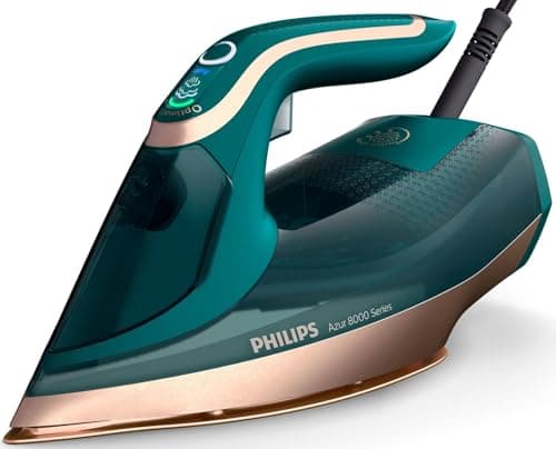 Image of PHILIPS Azur 8000 Series Steam Iron - 70g/min Continuous Steam, 240g Turbo Steam, 3000 W Power, OptimalTEMP Technology, Opal Green (DST8030/70)