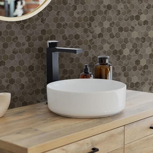 Image of Holden Talara Tiles Hexara Vinyl Hexagonal Design Honeycomb Mosaic Style Pattern Wallpaper with Metallic Finish Ideal for Kitchens Bathrooms Feature Walls Living Rooms Bronze (89402)