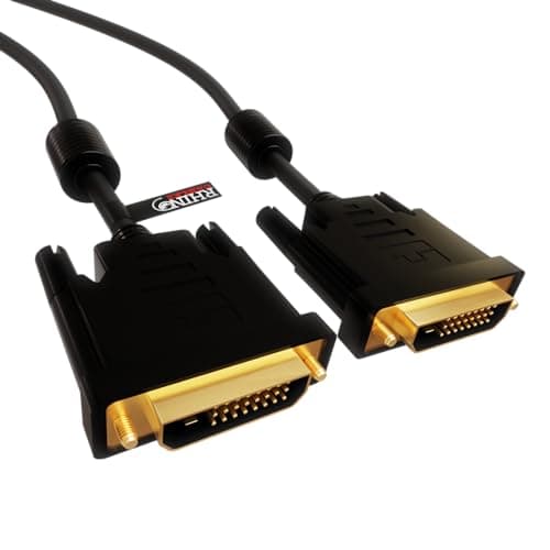 Image of rhinocables DVI to DVI cable, DVI-D Dual Link Male to Male, 24+1 Digital Video Monitor Lead for TV, PC, Gaming, Laptop, Projector, DVD, LCD Displays (2m)