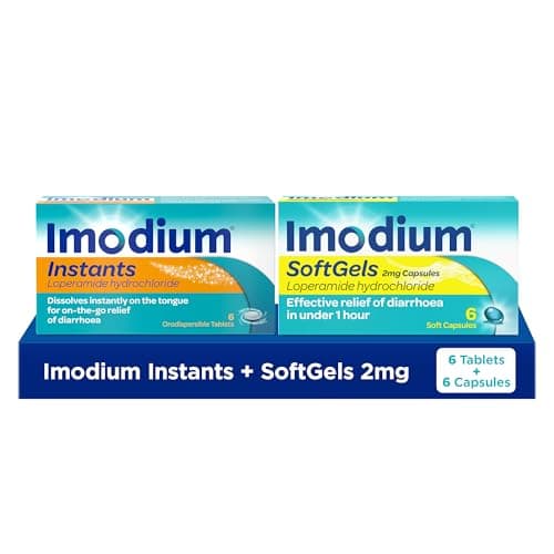 Image of Imodium Instants Loperamide Dissolving Tablets (6 Capsules) & Imodium SoftGels (6 Capsules)