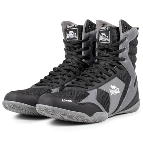Image of Lonsdale Unisex Heskin Boxing Shoes, Black/Grey/White, 9 UK