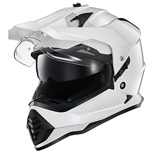 Image of ILM Motocross Helmet Adult Motorbike Motorcycle Dual Sport Adventure Full Face with Pinlock Compatible Sun Visor ATV Dirt Bike Off Road ECE22.06 Model WS902, White, L
