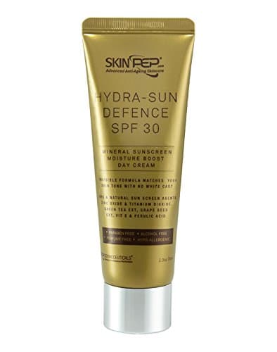 Image of Hydra Sun Defence SPF30 100% Mineral Sun Screen UV Chemical Free Safe & Naturally Tinted BB Cream -Titanium dioxide, Zinc Oxide, Iron Oxide GreenTea Ext, Vit E, Korean Inspired Glow By SkinPep (70ml)