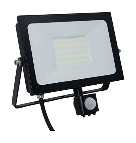 Image of Phoebe LED Floodlight 50W Atlas-Mini PIR Sensor IP66 (200W Equivalent) 4000K Cool White Black 4000lm Floodlights Security Motion External Outdoor Auto Weatherproof Light