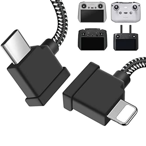 Image of 30CM USB C to iOS Remote Controller Cable for DJI Mini 4 Pro, Mavic 3, Mini 2/3 Pro, Air 2S, Mavic Air 2, DJI RC-N1/RC 2 Remote, Drone to Phone 14/13/Tablet Cable 90 Degree OTG Data Lead Accessories