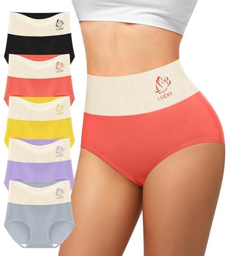 Image of MIOTAN Women's Cotton Underwear High Waisted Tummy Control Knickers Postpartum Briefs Ladies Panties Pack (Multipack, L) Multicolor