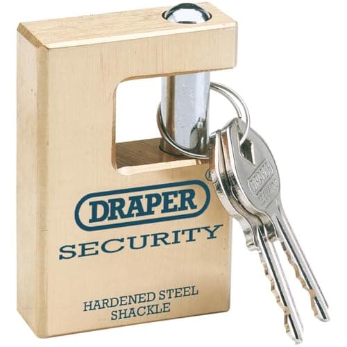 Image of Draper 64201 Expert Quality Close Solid Brass Padlock and 2 Keys with Hardened Steel Shackle 63 Millimeters