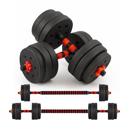 Image of Straame 20KG Adjustable Dumbbell & Barbell Weight Set with Foam-Padded Connector. Free Weights for Home Gym, Strength Training, Non-Slip TPR Grips, PE Shell Plates, Compact Storage