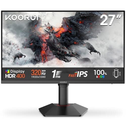 Image of KOORUI G2721E 27 Inch Gaming Monitor, 320Hz, Fast IPS, QHD 1440P, 1ms, Adaptive Sync, Lifting Adjustable, VESA Mountable, HDMI/DP, Low Blue Light, 99% SRGB