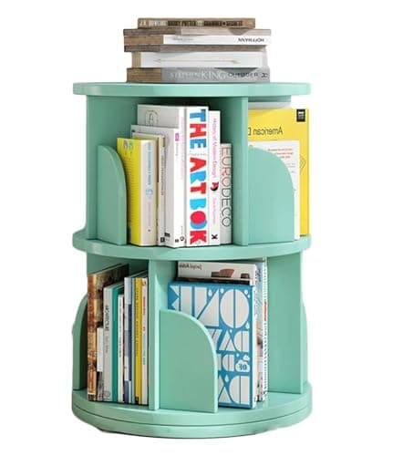 Image of Habrur Bookcase Bookshelf Bookshelves 360° Rotating Bookshelf 2-Tier Bookcase Display Rack Floor Standing Book Shelf For Bedroom Living Room Book Shelf Book Case (Color : Grün, Size : 40 * 66cm)