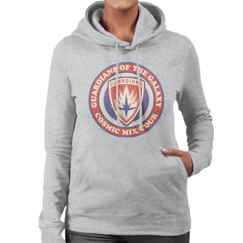Image of All+Every Marvel GOTG Badge Guardians Cosmic Mix Tour Women's Hooded Sweatshirt Heather Grey