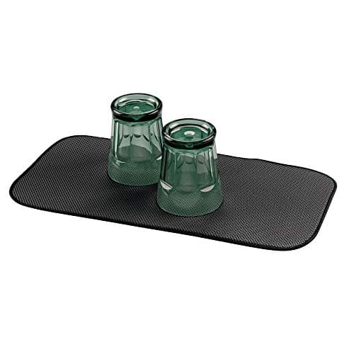 Image of iDesign iDry Dish Drainer Mat, Small Quick-Drying Draining Board Mat, Made of Polyester, Black/White
