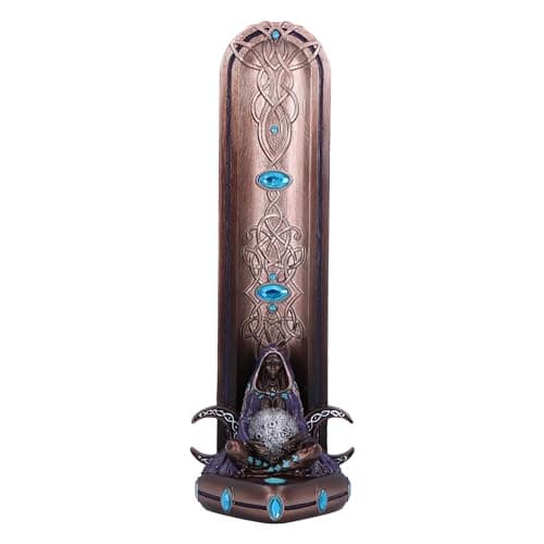 Image of Nemesis Now Moon Goddess Incense Burner - 22.5cm Bronze Resin, Triple Moon Pagan Décor, Gift, Cast in Resin, Hand-Painted