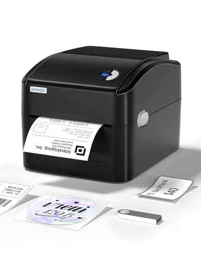 Image of vretti Monochrome Label Printer Thermal 4x6, Barcode Thermal USB Direct High Speed 152mm/s Shipping Label Printer Writing Machine