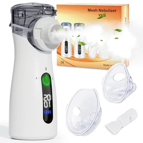 Image of Nebuliser Machine for Adults & Kids, Steam Inhaler, Nebuliser for Kids, Portable Nebuliser for Adults Sinus Inhaler with Digital Display, Timed and Automatic Cleaning Suit for Travel & Home (Gray)