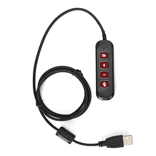 Image of Womamaxsc H901 USB Plug QD Cable Adapter, Call Center Headset Adapter with Adjustable Volume and Mic Mute, 3.5mm to USB Audio Control Adapter for Wired Headset Equipment (Red)