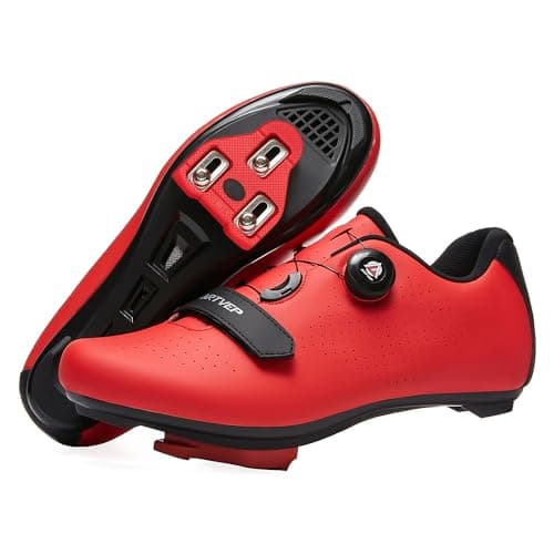 Image of ARTVEP Mens Cycling Shoes Womens,Mountain Road Bikes Shoes Compatible Installation SPD/SPDSL/Look Delta/KEO Cleats,Indoor Cycling Shoes Compatible with Peloton Bike Shoes RED Size UK 10
