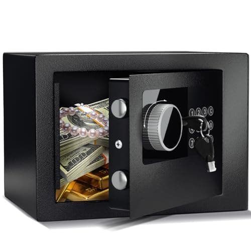 Image of Digital Electronic Cash Money Safe Box,6.6L Safety Wall Box Alloy Steel Safe with Intelligent Alarm System, High-Security Compact Household Cabinet Safes for Home/Business