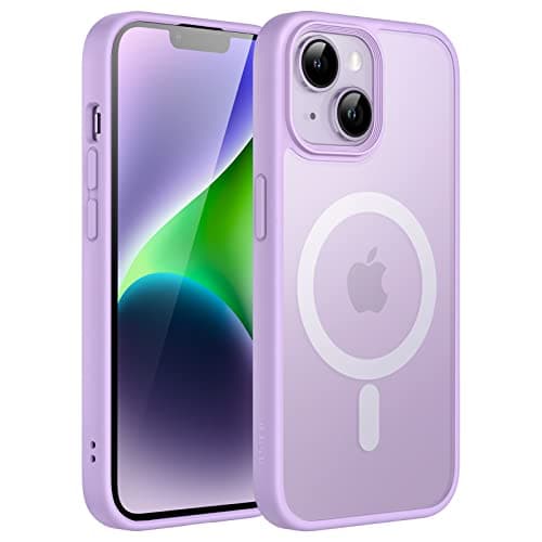 Image of JETech Magnetic Case for iPhone 14 Plus 6.7-Inch Compatible with MagSafe, Translucent Matte Back Slim Shockproof Phone Cover (Light Purple)