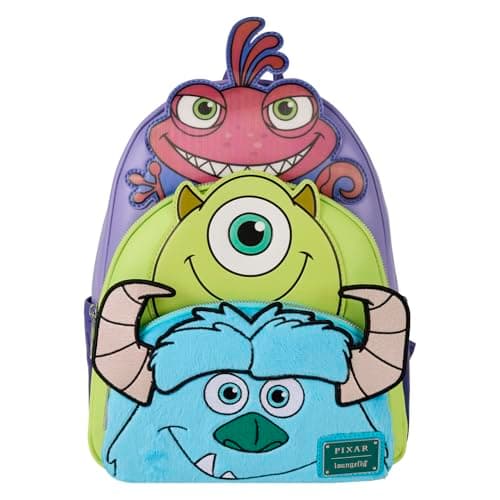 Image of Loungefly Pixar Monsters Inc. Mike Sulley and Randall Triple Pocket Mini Backpack
