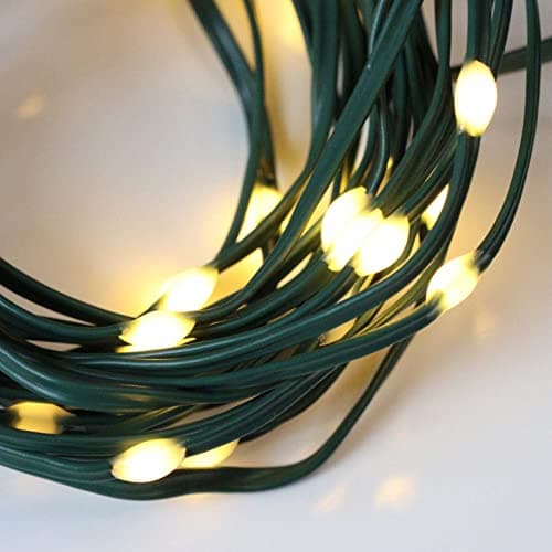 Image of Qbis Battery Powered Outdoor Lights, Multifunction with Timer, Warm White Outdoor Christmas Lights, 3m Fairy Light on Green Wire. Ideal for Wreath Decoration (30 LED Green Wire)