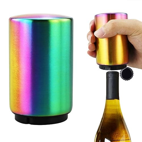 Image of HXMJIED Magnetic Push-Down Bottle Opener - Stainless Steel Opener for Crown Cap Bottles