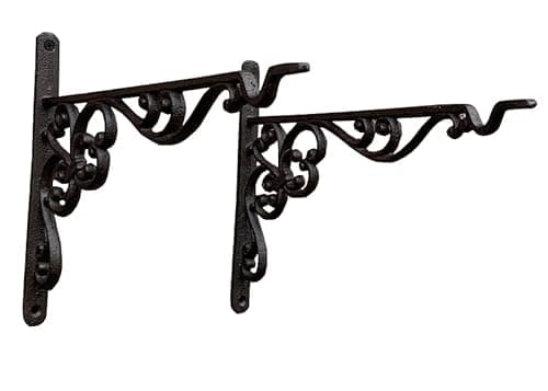 Image of Selections Cast Iron Decorative Hanging Basket Bracket 35cm (Pack of 2)