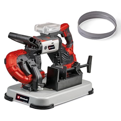 Image of Einhell Cordless Band Saw with Base 18V Power X-Change, 115mm Cutting Height, 127mm Cutting Width, LED Light, Bandsaw for Woodworking with 2X Saw Bands, Without Battery TE-MB 18/127 U Li