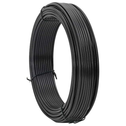 Image of Blackish Green PVC Coated Fence Binding Tie Wire, 0.9 mm Steel Core, 33 Meters Roll for Secure Fence Post Tying and Construction Use