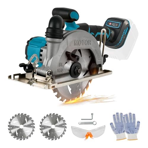 Image of Cordless Circular Saw for Makita 18V 20V, 6200RPM Brushless Circular Saw with 2 150MM Blades, Cutting Depth & Angle 50mm(90°)-33mm(45°) for Wood Soft Metal Plastic (No Battery) (for Makita, 150MM)