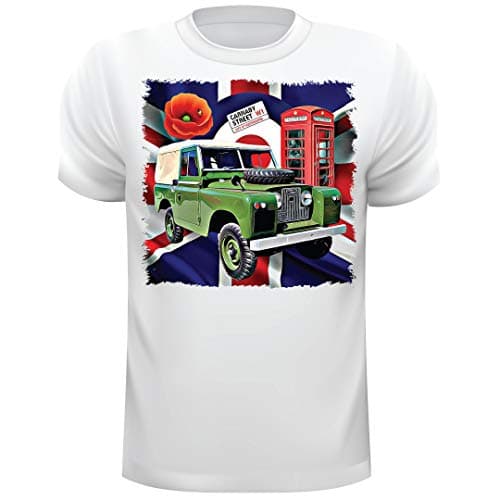 Image of Car Art Series 2 Landy LR Seriess Union jack on a T Shirt Can Personalise Unofficial