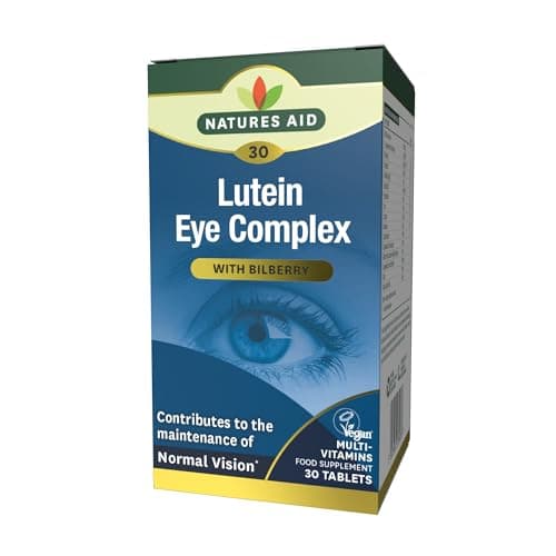 Image of Natures Aid Lutein Eye Complex – High Strength Vision Support with Bilberry, Zinc & Vitamins C, E – Antioxidant Eye Health Supplement – Vegan, No Artificial Additives – 30 Tablets