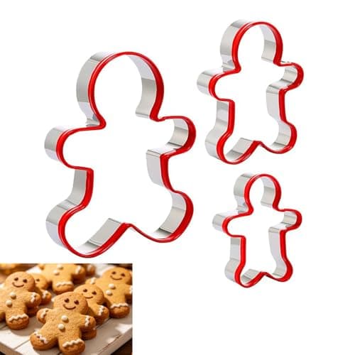 Image of Gingerbread Man Cutters,3 Pcs Stainless Steel Gingerbread Cookie Cutters Set,Christmas Biscuit Cutter for Baking,for Valentine's Day,Birthdays,Christmas Biscuit Shapes,9cm 11cm 13cm
