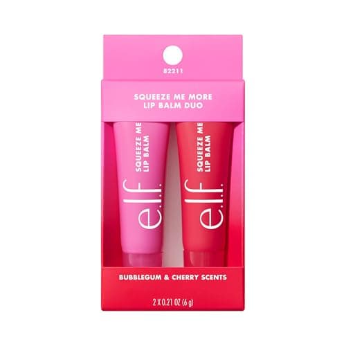 Image of e.l.f. Squeeze Me Lip Balm Duo, Moisturizing Lip Balm for a Sheer Tint of Colour, Infused with Hyaluronic Acid, Vegan & Cruelty-Free, CHERRY/BUBBLEGUM