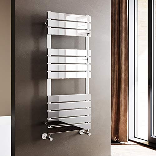 Image of ELEGANT 1200 x 500 Chrome Flat Panel Heated Towel Rail Bathroom Radiator