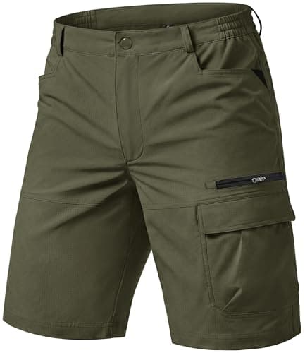 Image of TACVASEN Cargo Hiking Shorts for Men Quick Dry Lightweight Outdoor Golf Shorts with Zip Pockets for Summer Work Army Green 34