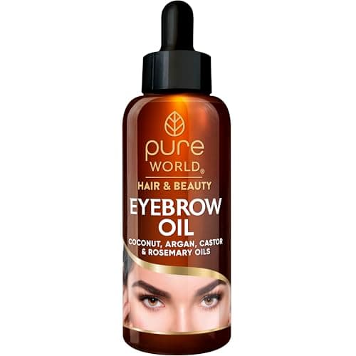 Image of Pure World 50ml Eyebrow Oil. Nutrient-Rich Eyebrow Oil. Made with a Blend of Argan, Castor, Coconut and Rosemary and Vitamin E Oils. Nourish hair Follicles. Healthier-Looking Hair. Made in UK